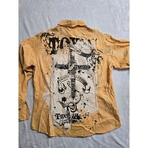 Toxic Waste Embroidered Button Up Shirt Men Slim Extra Large Long Sleeve XL